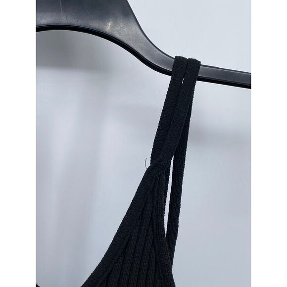 LOVE REPUBLIC Women’s Black Double Strap Ribbed V-Neck Knee Length Dress SZ S - Picture 4 of 9